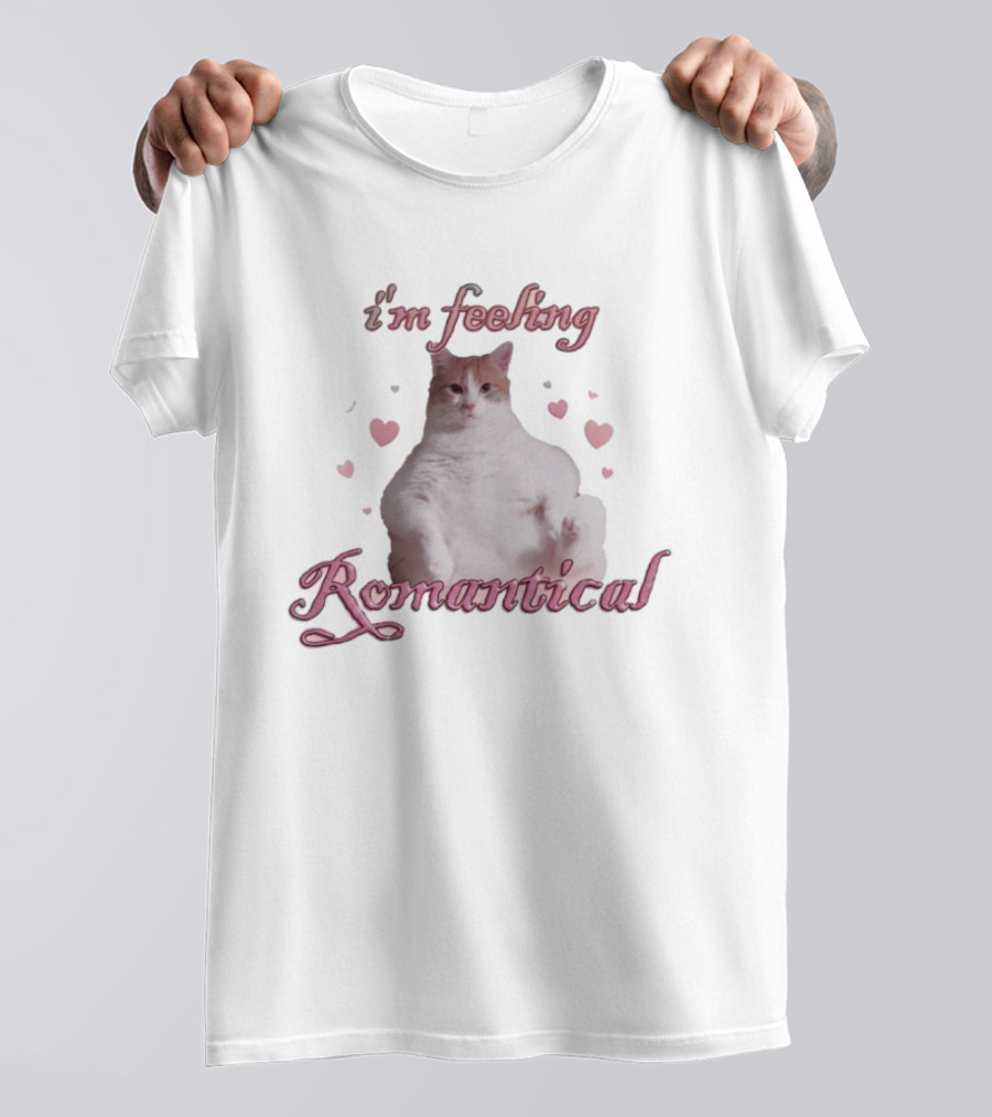 I'm Feeling Romantical Cat With Hearts T-Shirt