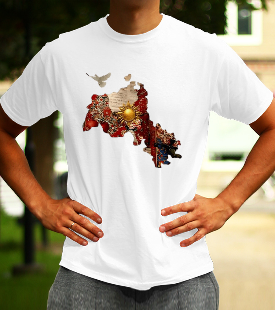 Map Of Kurdistan With Sun And Peace Dove T-Shirt