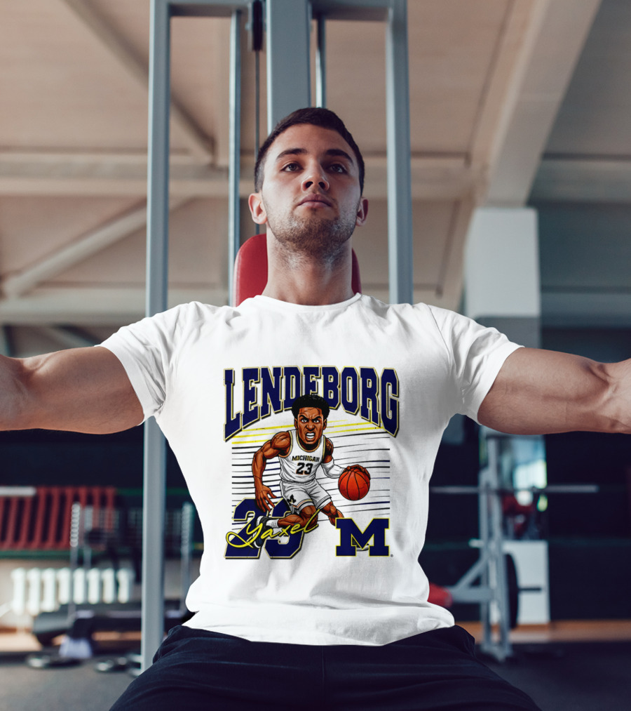 Lendeborg Yaxel 23 Michigan Basketball Caricature M T-Shirt