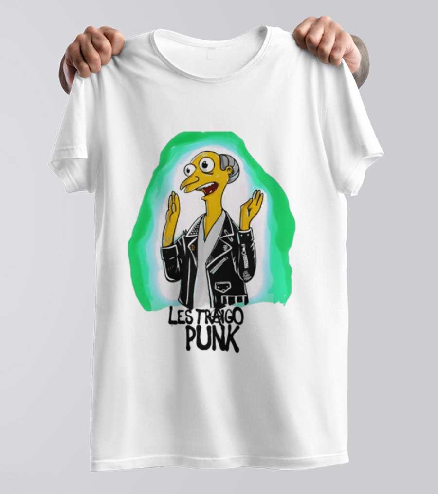 Mr Burns Les Traigo Punk Leather Jacket Green Aura T-Shirt