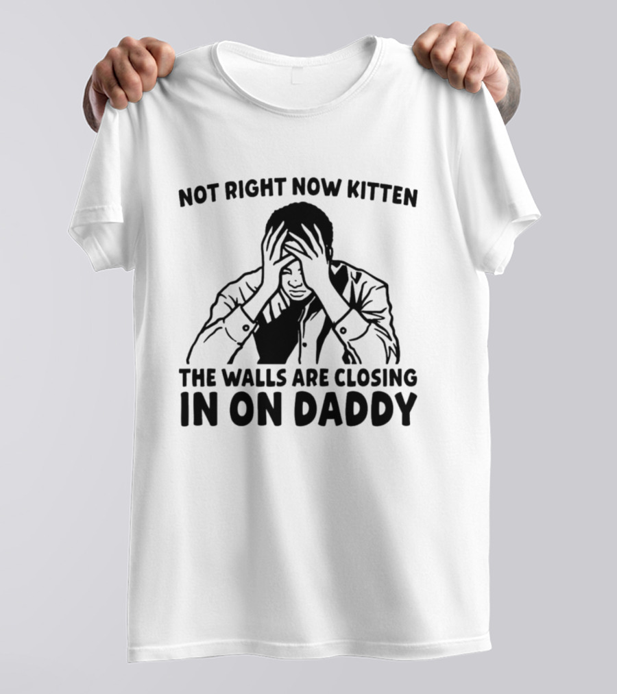 Not Right Now Kitten The Walls Are Closing In On Daddy Stress Humor T-Shirt