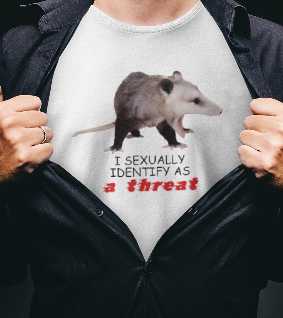 Opossum I Sexually Identify As A Threat Bold Animal T-Shirt