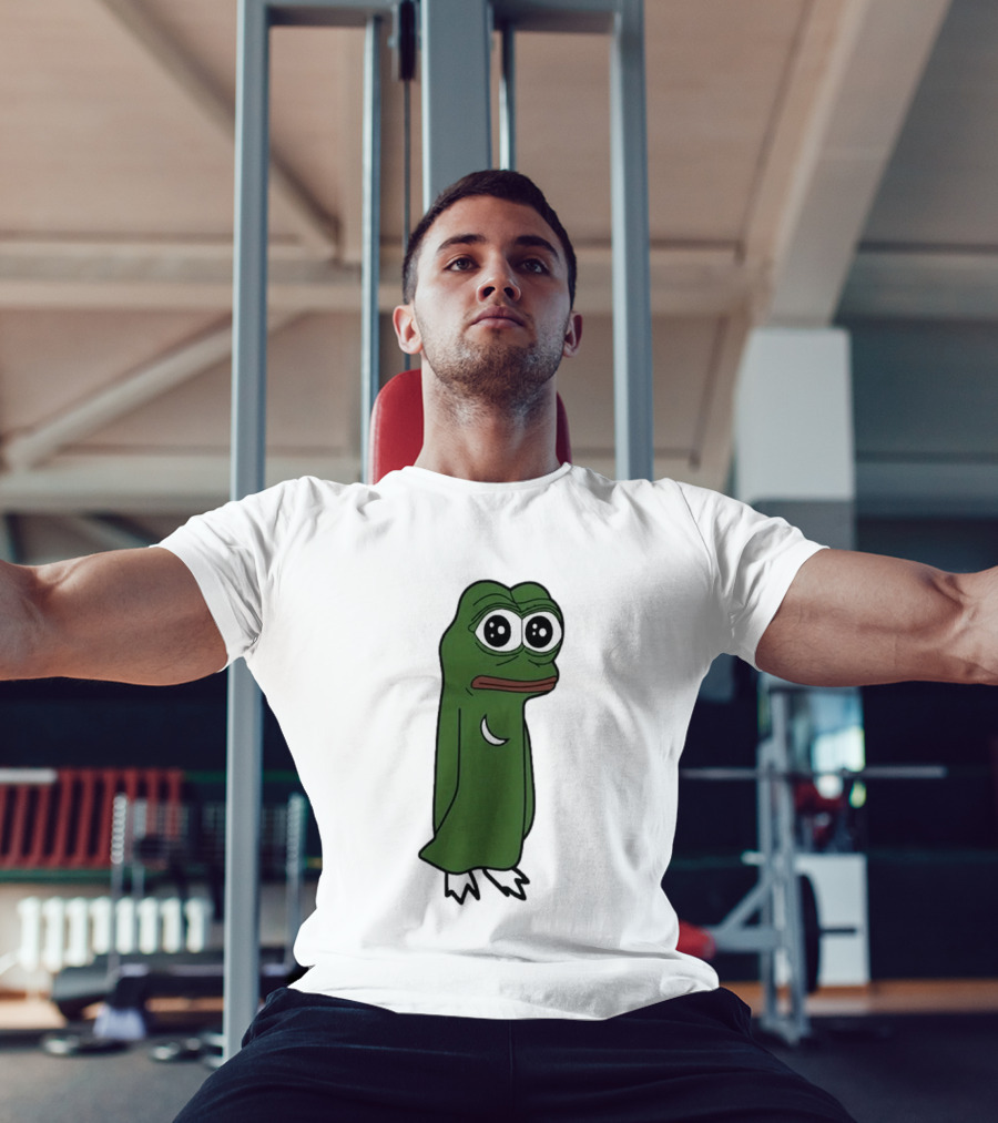 Smolting Pepe Meme Character Crescent Moon Reflection T-Shirt
