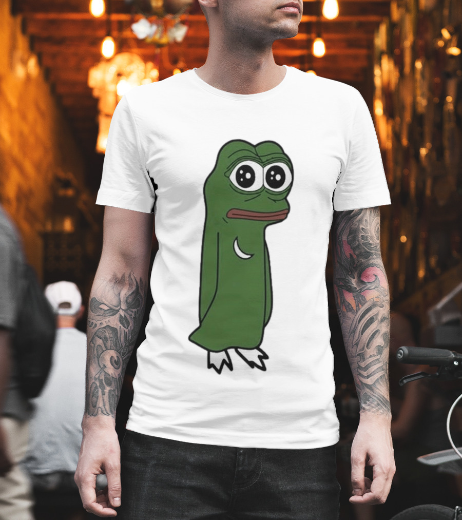 Smolting Pepe Meme Character Crescent Moon Reflection T-Shirt