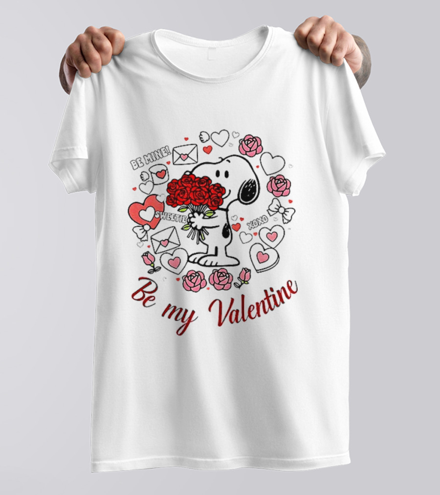 Snoopy Be Mine Sweetie Xoxo Be My Valentine Day Roses Hearts T-Shirt