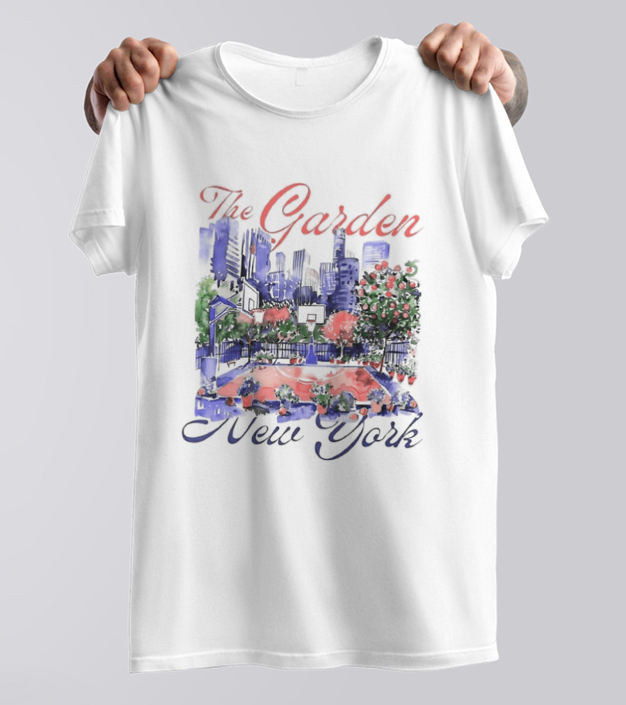 The Garden New York Basketball Court Cityscape T-Shirt