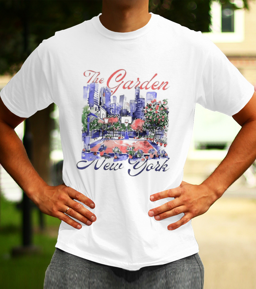 The Garden New York Basketball Court Cityscape T-Shirt