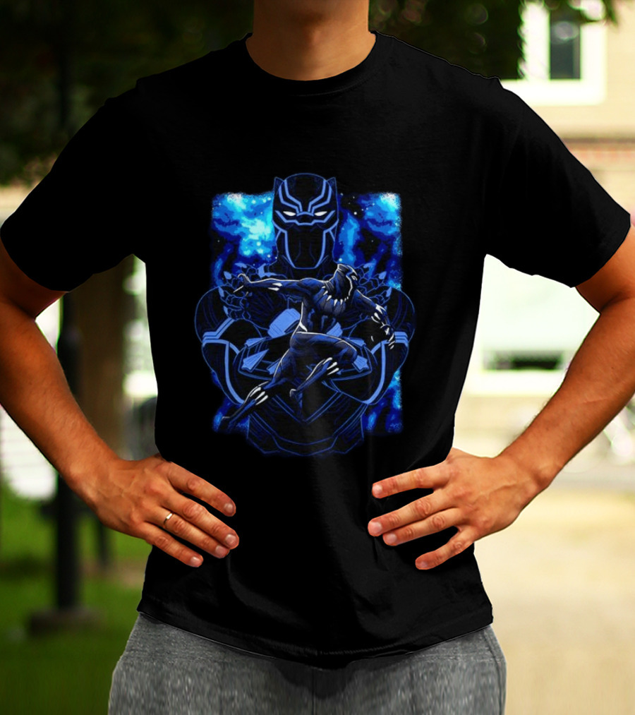 Black Panther Superhero King Panther Shadow Vibrant Cosmic T-Shirt