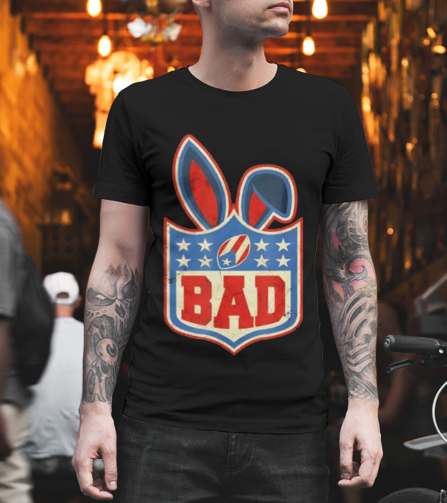 BAD Bunny Football Old School NFL Shield T-Shirt