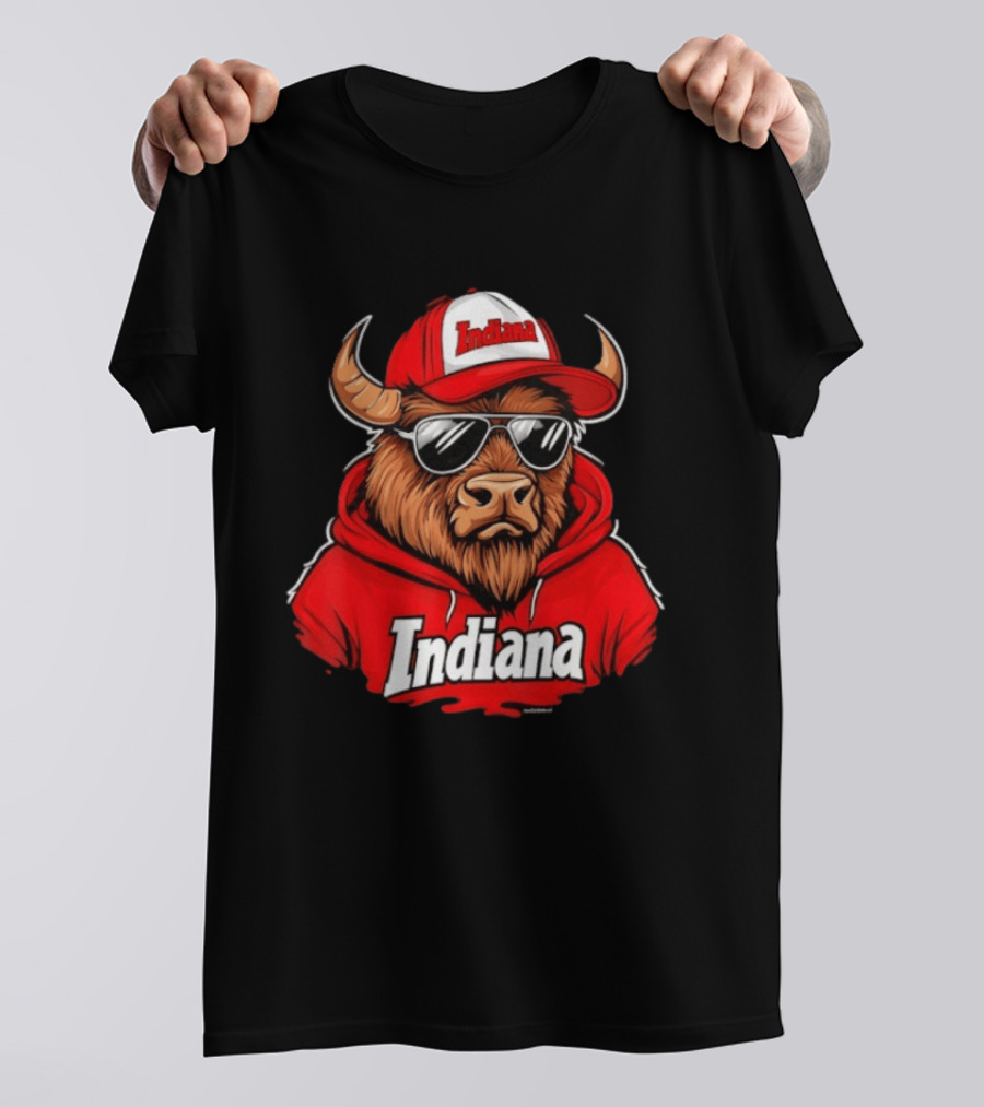 Indiana Bison Vintage Throwback Swea With Sunglasses And Hat T-Shirt