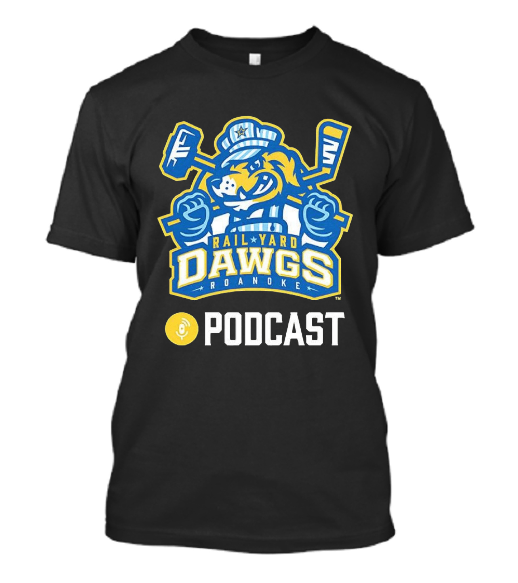 Roanoke Rail Yard Dawgs Ice Hockey Podcast T-Shirt