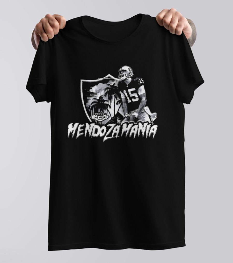 Raider Shield Mendoza Mania 15 Welcome To Fabulous Las Vegas T-Shirt