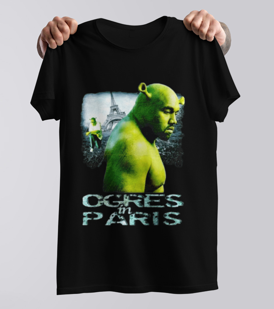 Shrek Kanye West Ogres In Paris Eiffel Tower Mashup T-Shirt
