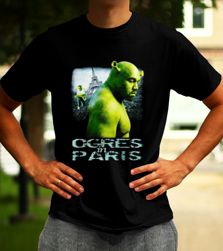 Shrek Kanye West Ogres In Paris Eiffel Tower Mashup T-Shirt