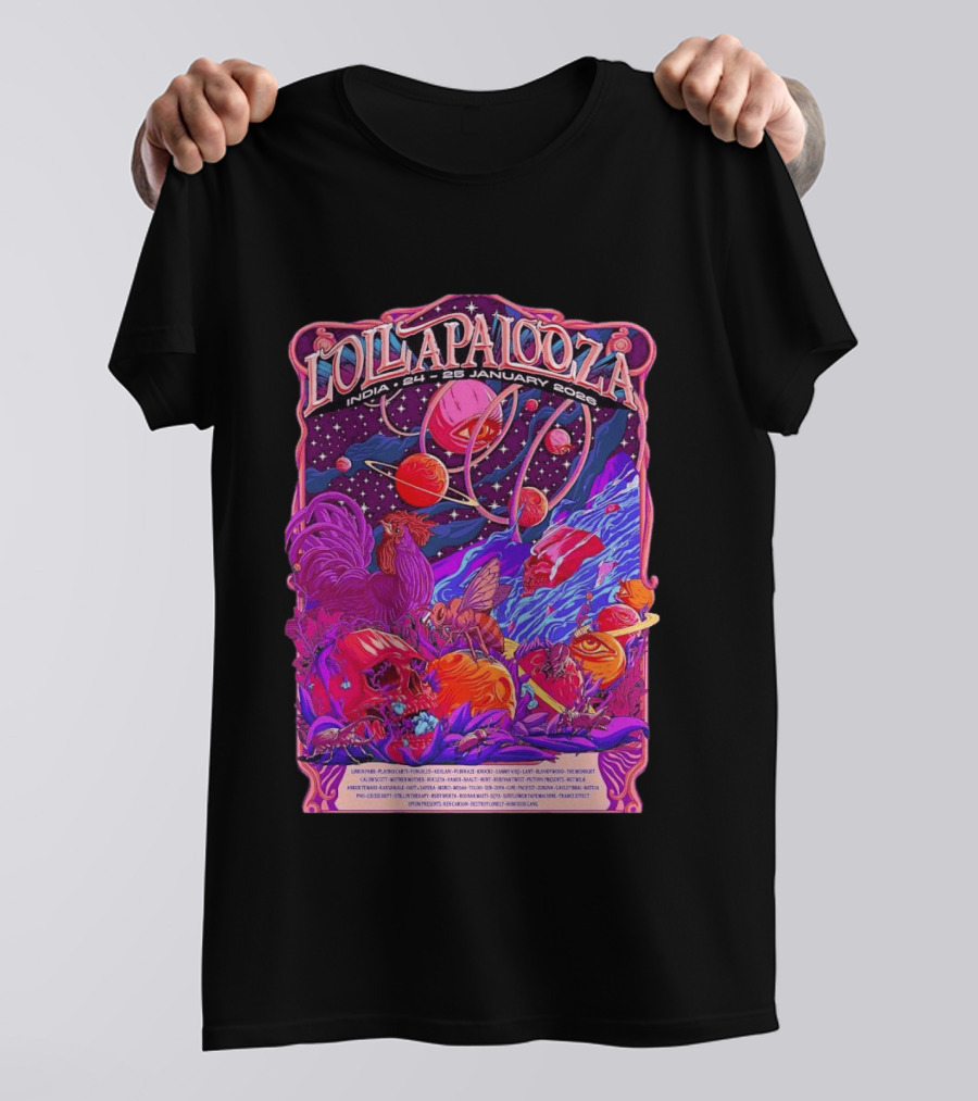 Lollapalooza India 2026 January 24 25 Planetary Cosmic Wildlife Perry Farrell X Aaquib Wani T-Shirt