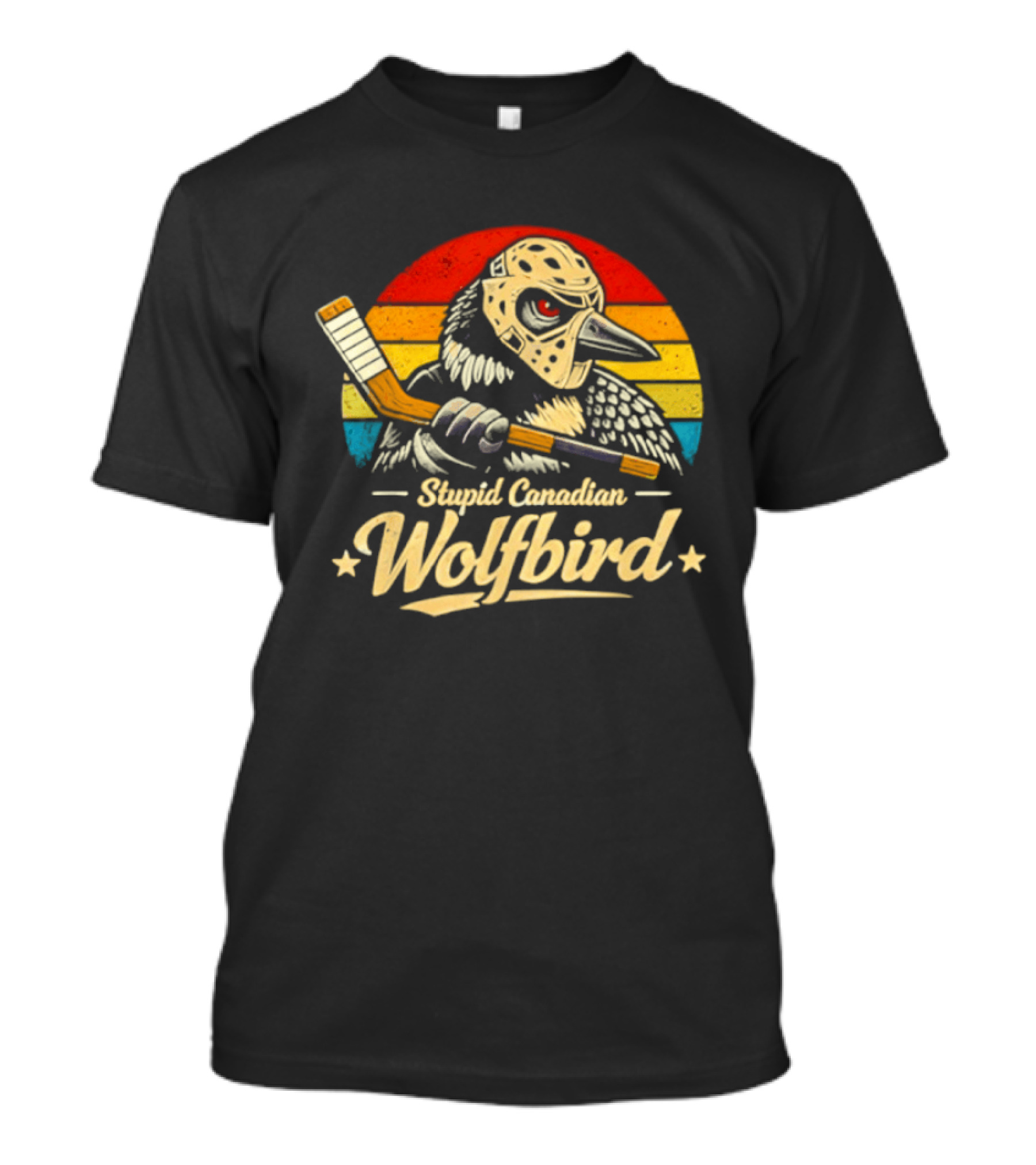 Stupid Canadian Wolfbird Retro Hockey Vintage Loon Meme T-Shirt