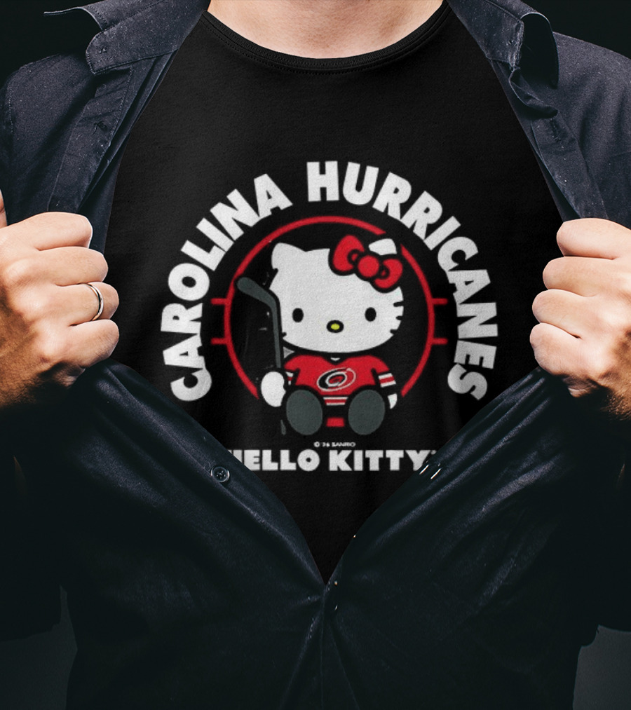 Hello Kitty Carolina Hurricanes Hockey Player T-Shirt