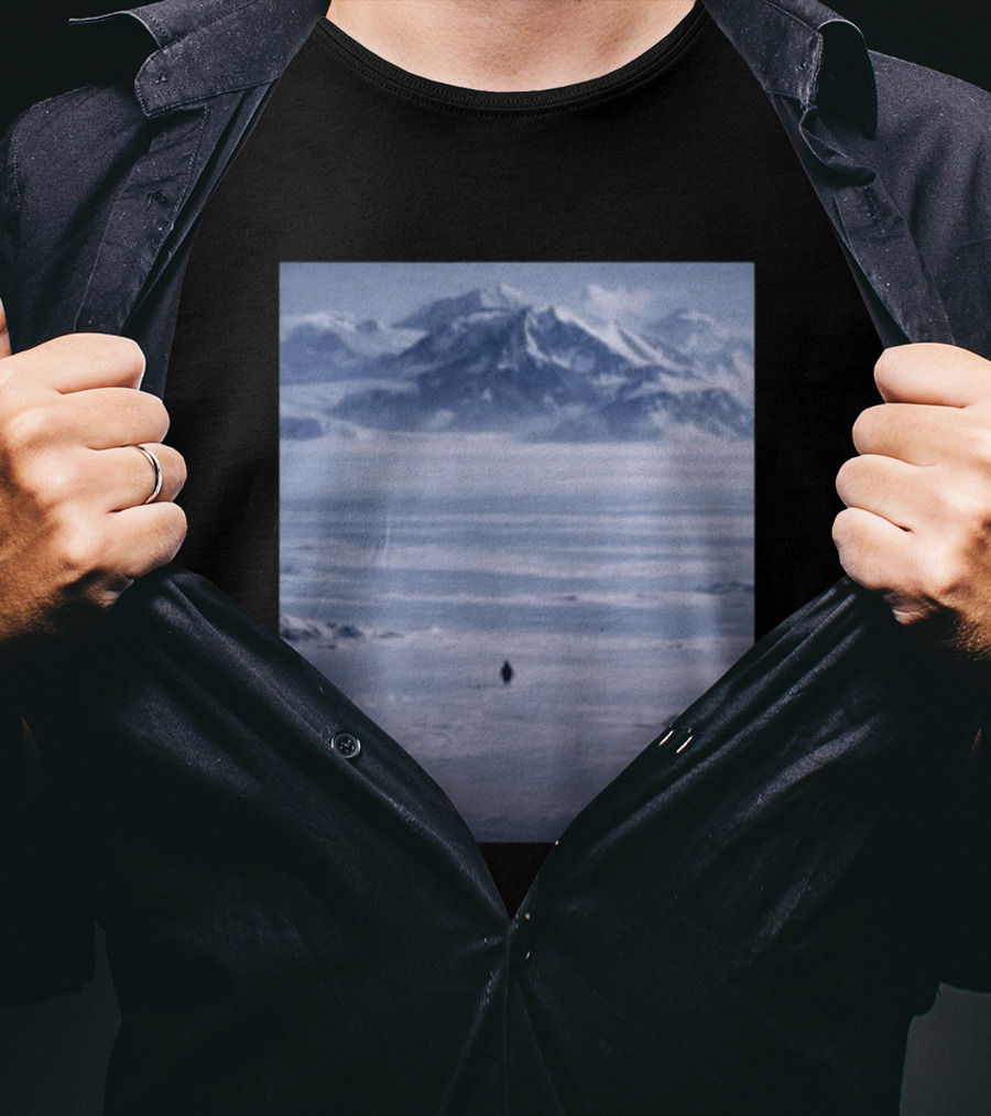 The Nihilist Penguin In Snowy Mountain Landscape T-Shirt