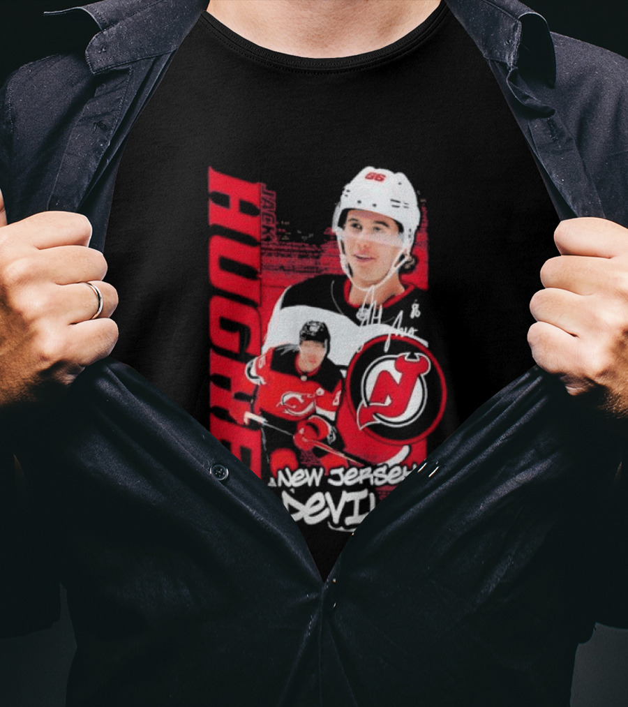 New Jersey Devils Jack Hughes Playmaker Hockey Legend T-Shirt