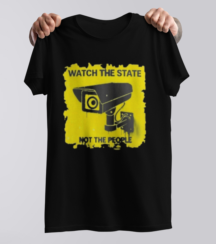 THE STATE NOT THE PEOPLE Yellow Surveillance Camera T-Shirt