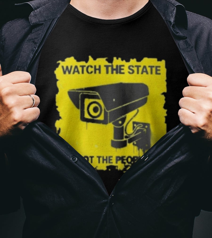 THE STATE NOT THE PEOPLE Yellow Surveillance Camera T-Shirt