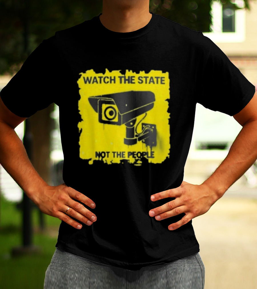 THE STATE NOT THE PEOPLE Yellow Surveillance Camera T-Shirt