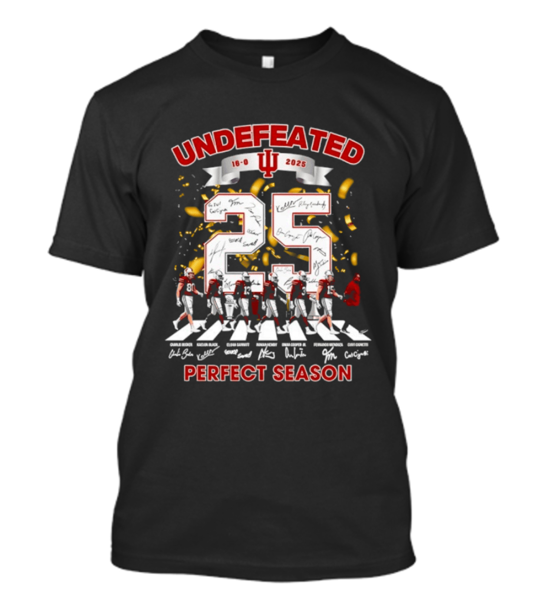 Undefeated 2025 Indiana Hoosiers Perfect Season Abbey Road 16 0 Signatures T-Shirt