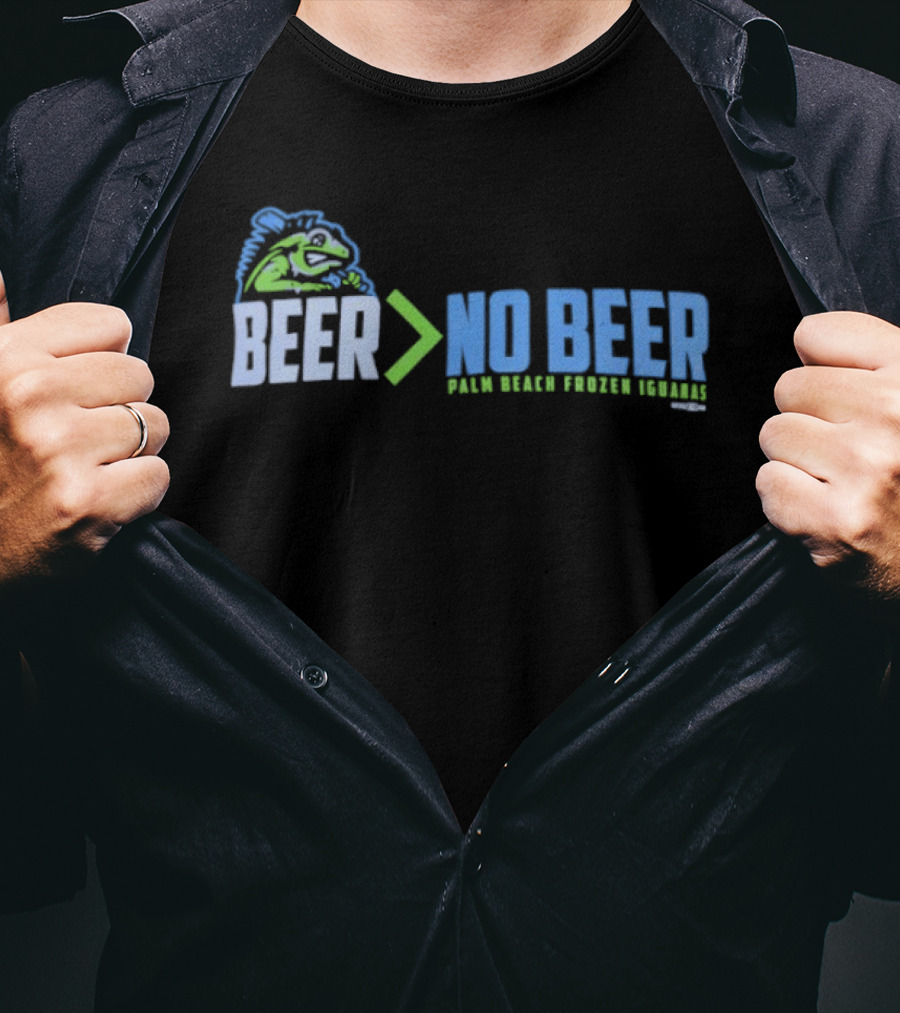 Palm Beach Frozen Iguanas Beer Greater Than No Beer T-Shirt