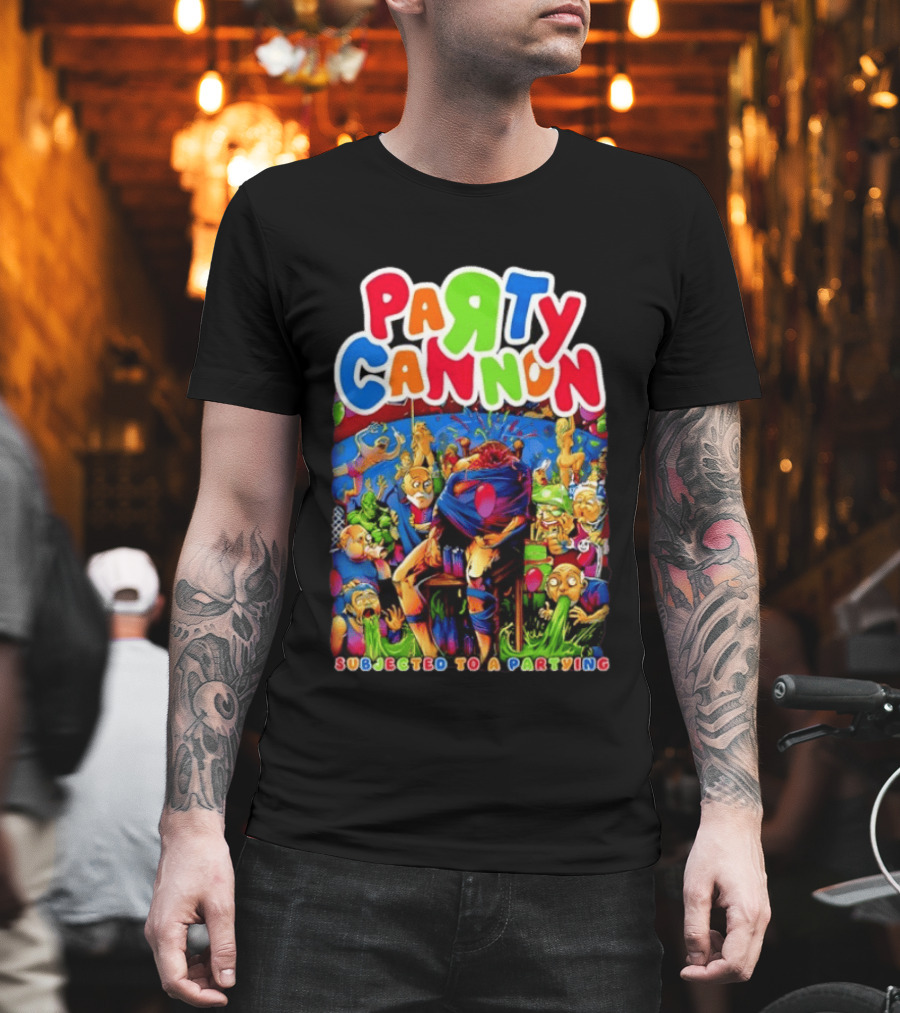 Party Cannon Subjected To A Partying Colorful Cartoon Chaos T-Shirt