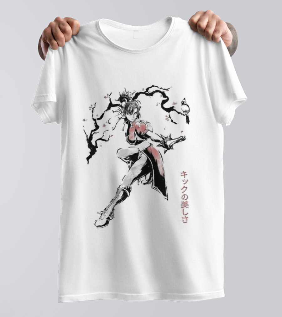 Chun Li SF The Kicking Beauty Sumi E Calligraphy Brush T-Shirt
