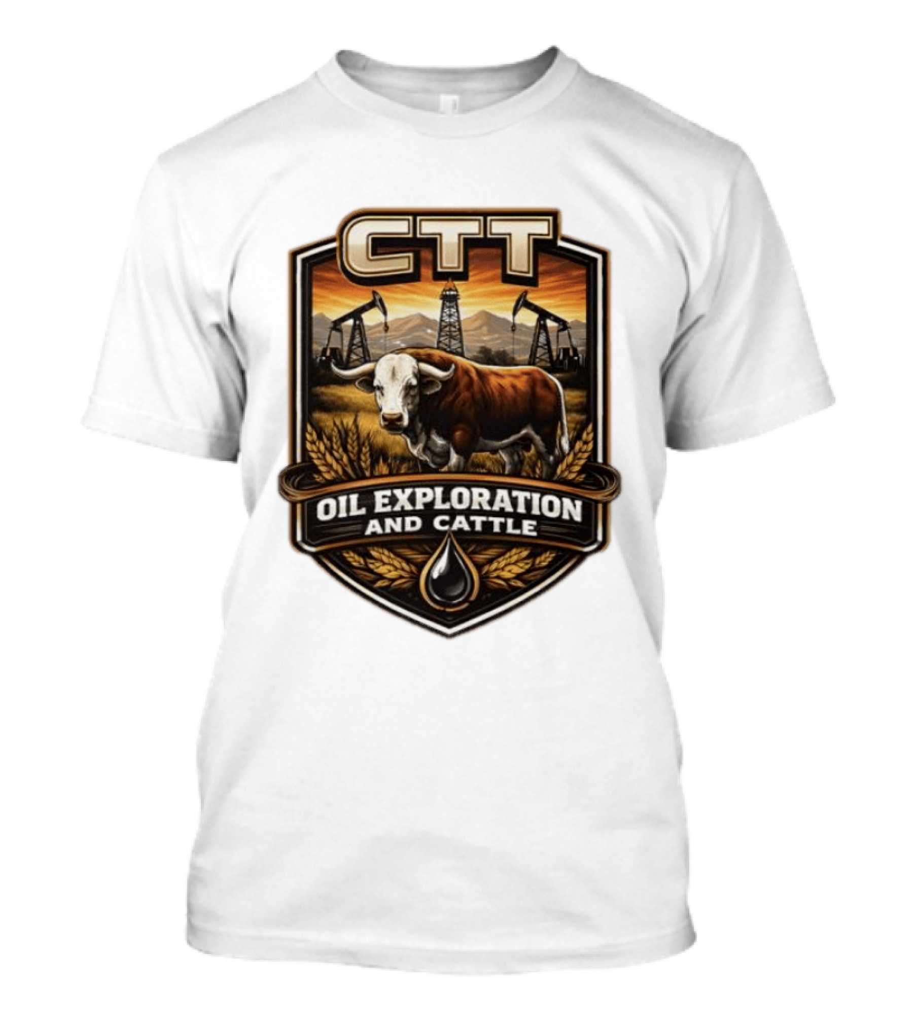 CTT Oil Exploration And Cattle Pumpjack Bull T-Shirt