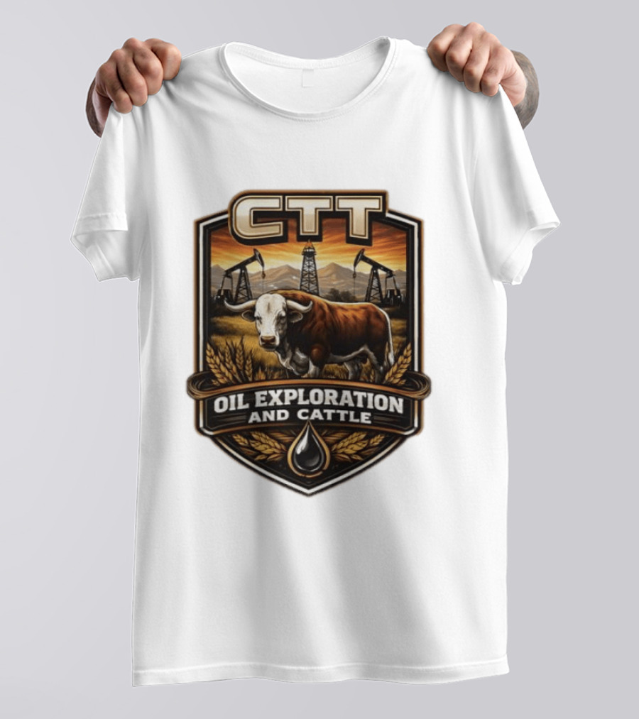 CTT Oil Exploration And Cattle Pumpjack Bull T-Shirt