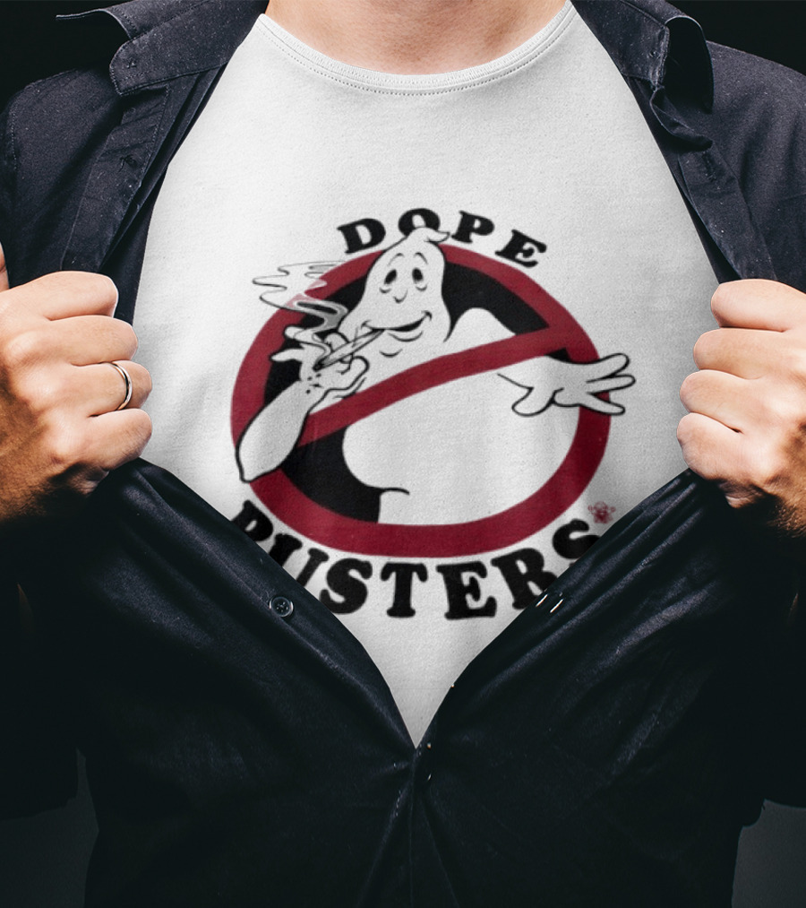 Ghostbusters Dope Busters Smoking Ghost Red Circle T-Shirt