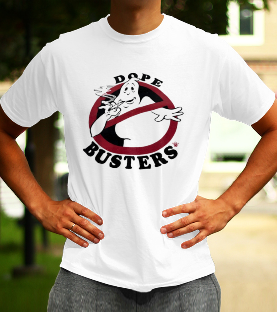 Ghostbusters Dope Busters Smoking Ghost Red Circle T-Shirt