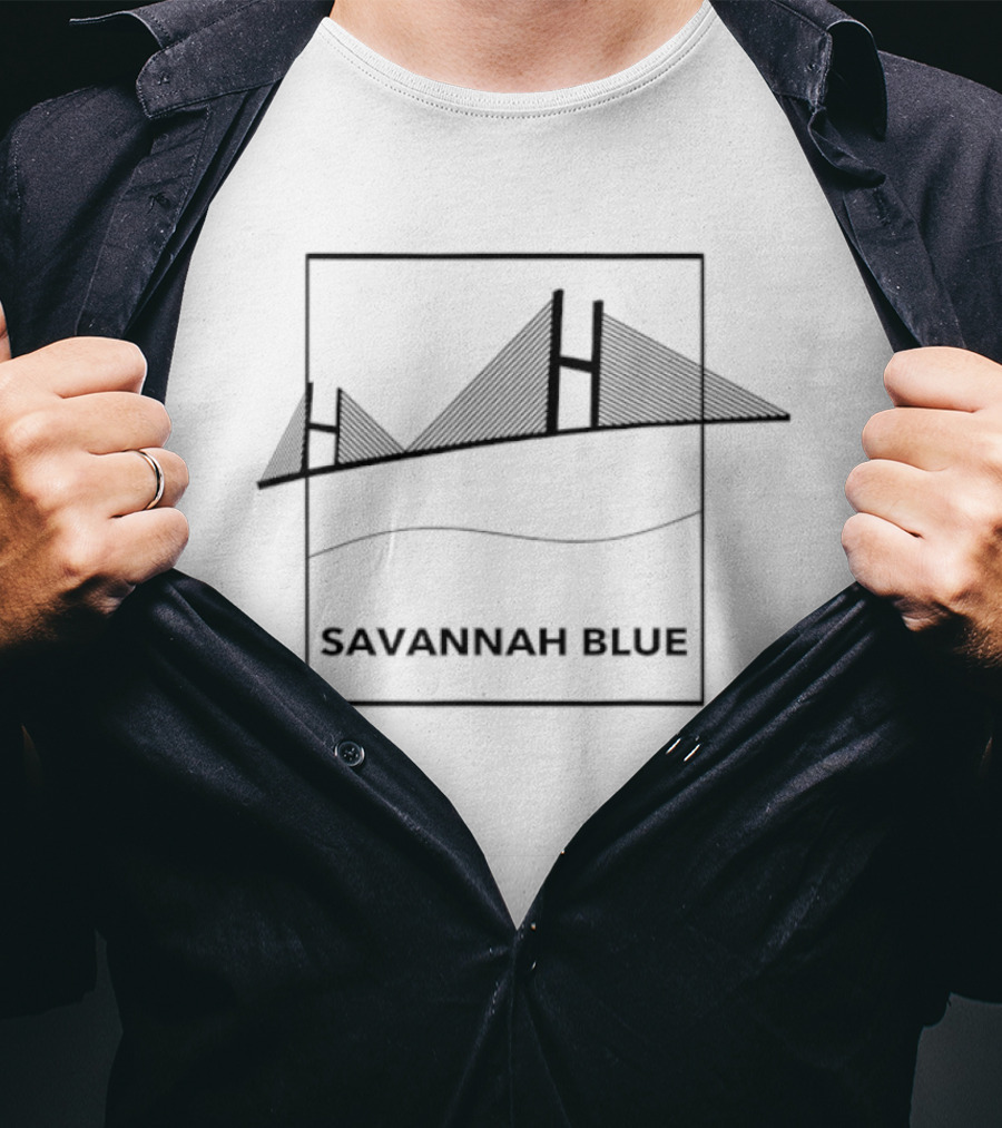Savannah Blue Geometric Mountain Scene T-Shirt