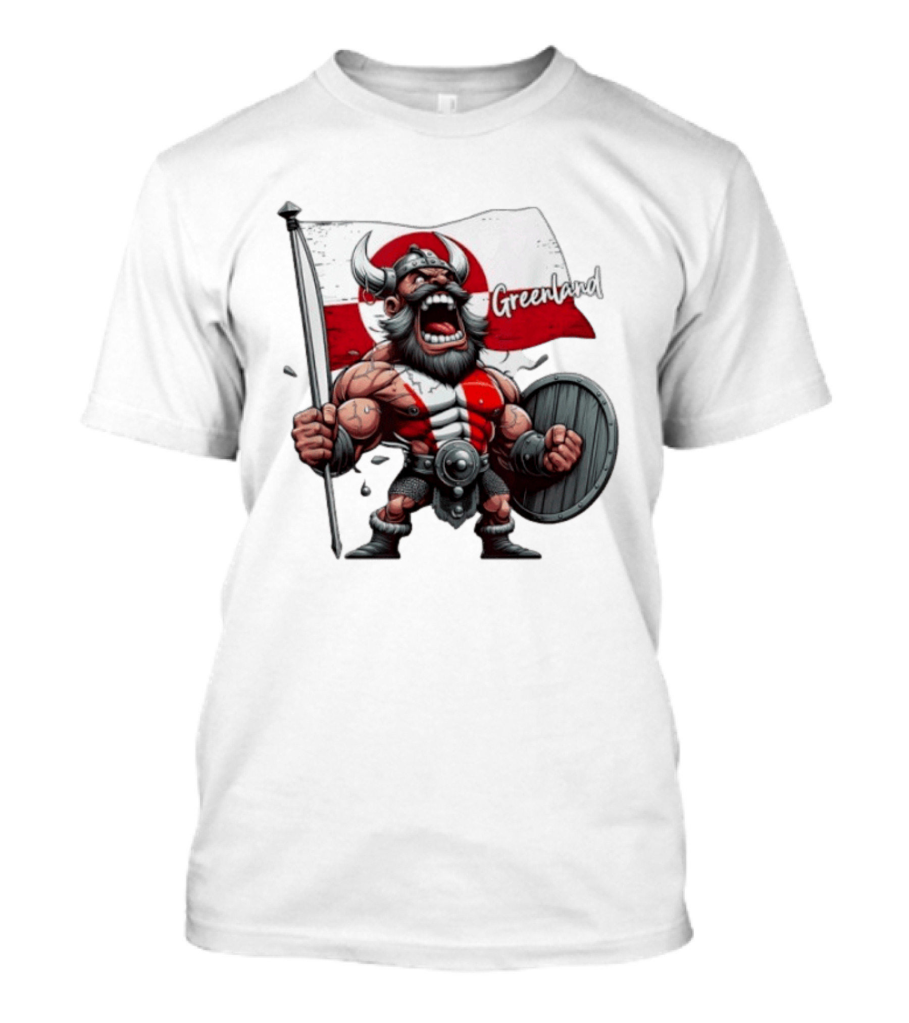 Greenland Viking Warrior Holding Shield And Flag T-Shirt