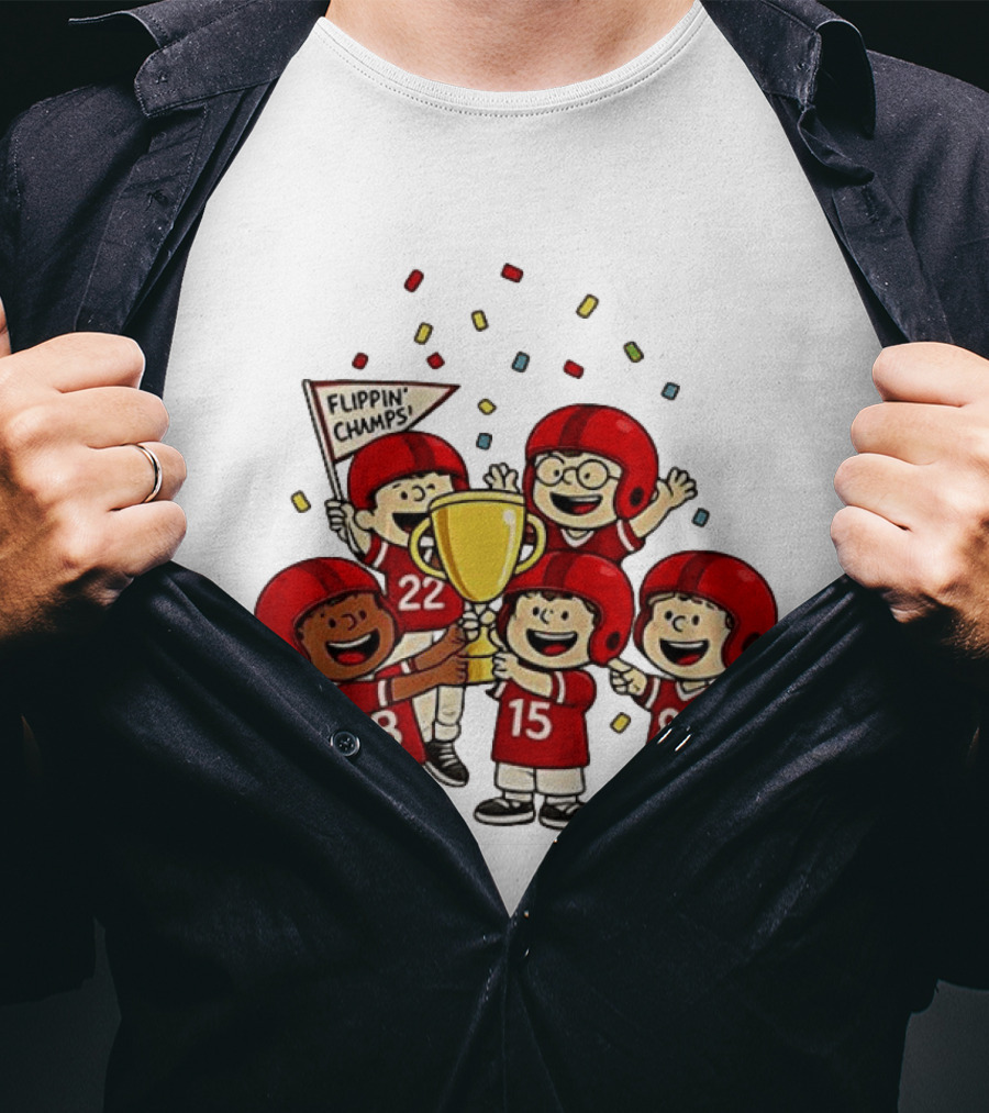 Peanuts Flippin' Champs Football Team Celebration With Trophy T-Shirt