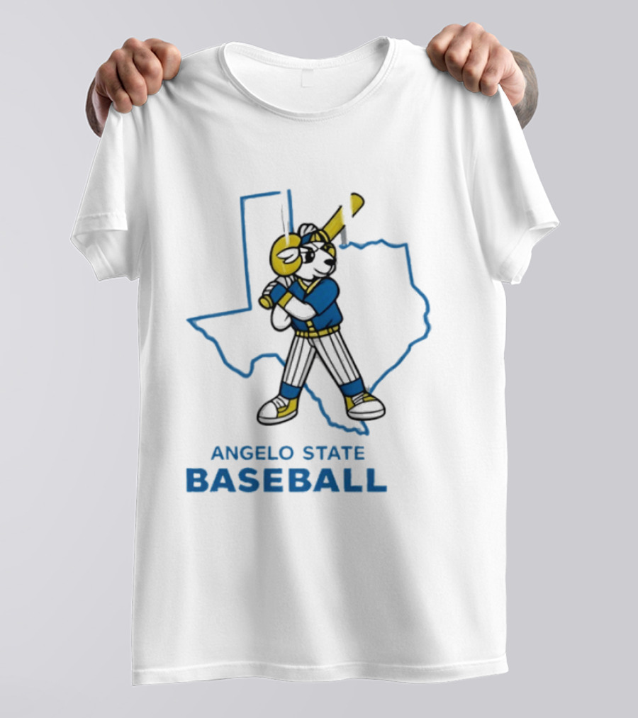 Texas Outline Angelo State Baseball Batter T-Shirt