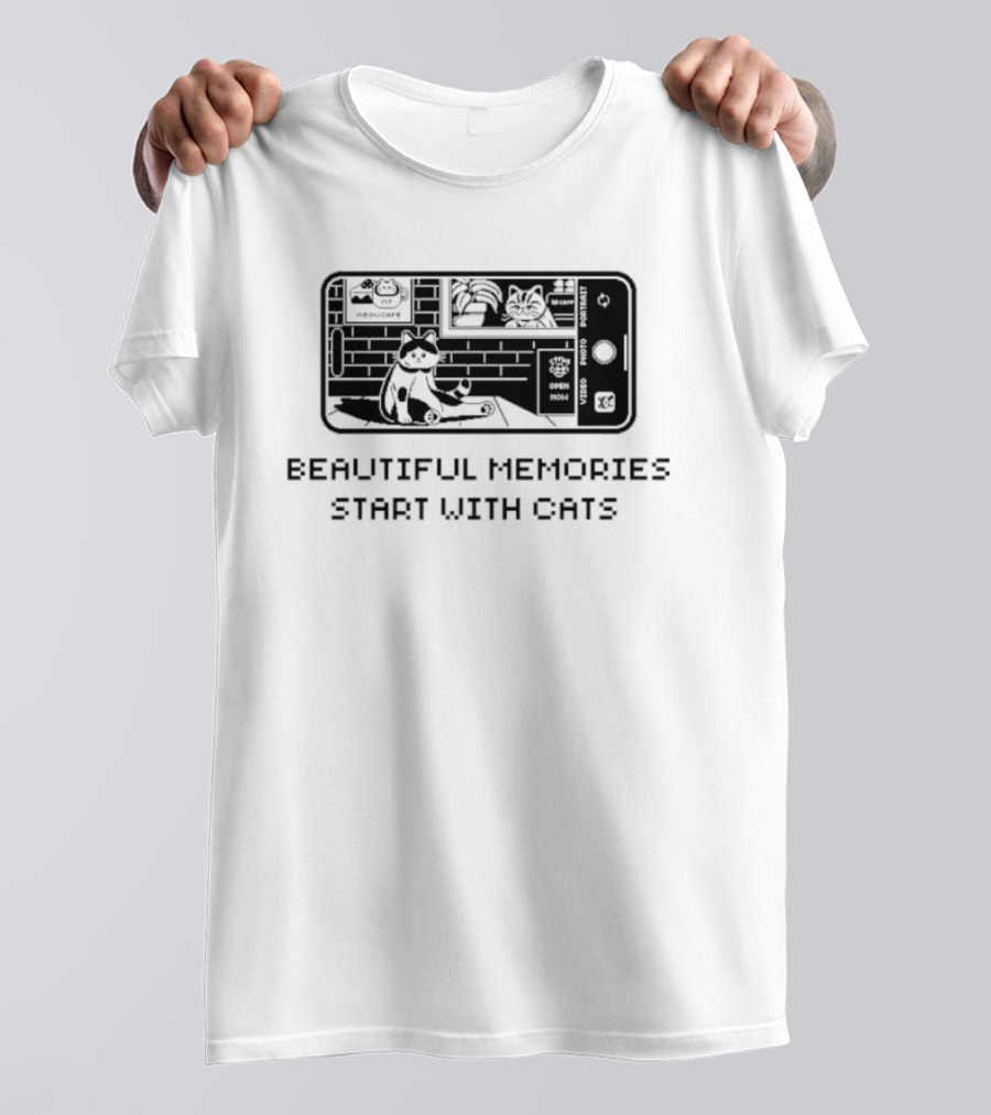 Beautiful Memories Start With Cats In Camera Frame T-Shirt