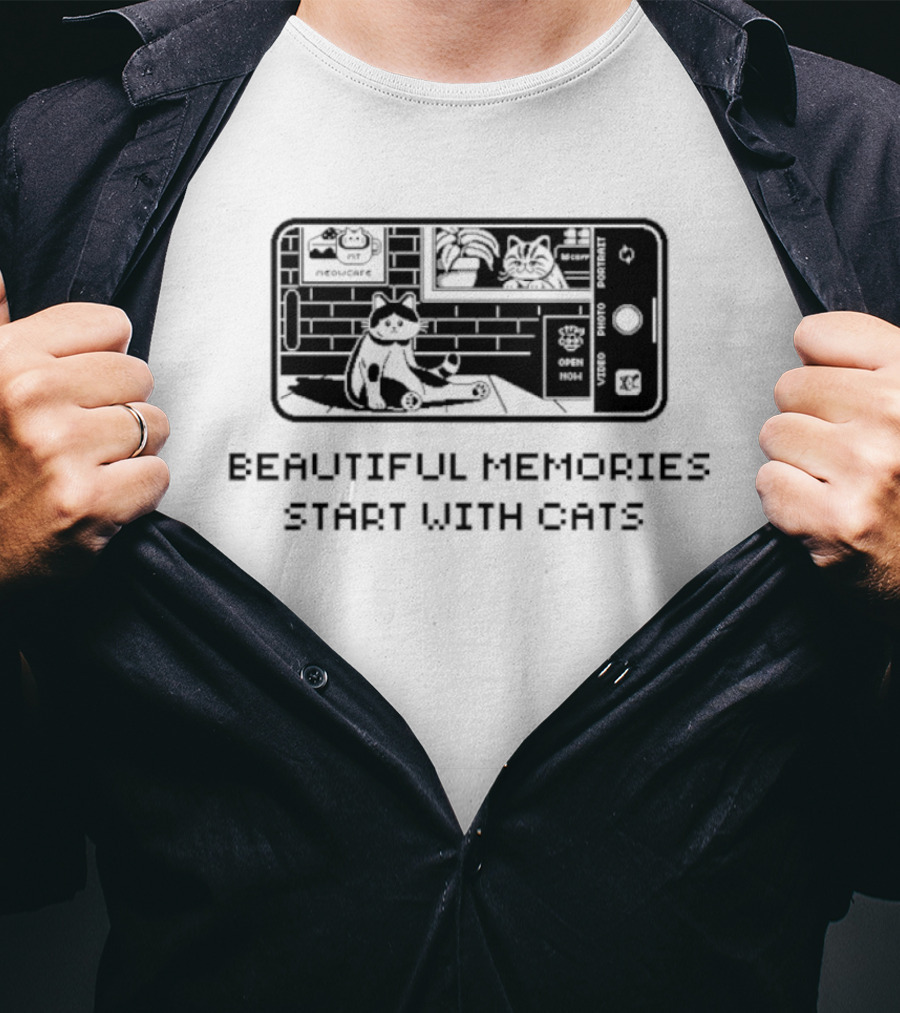Beautiful Memories Start With Cats In Camera Frame T-Shirt
