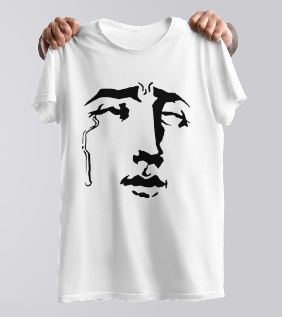 Crying Anime Meme Face Expression Black Line T-Shirt