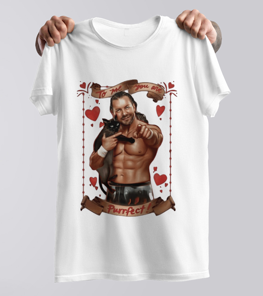To Me You Are Purrfect Kenny Omega With Black Cat And Hearts T-Shirt
