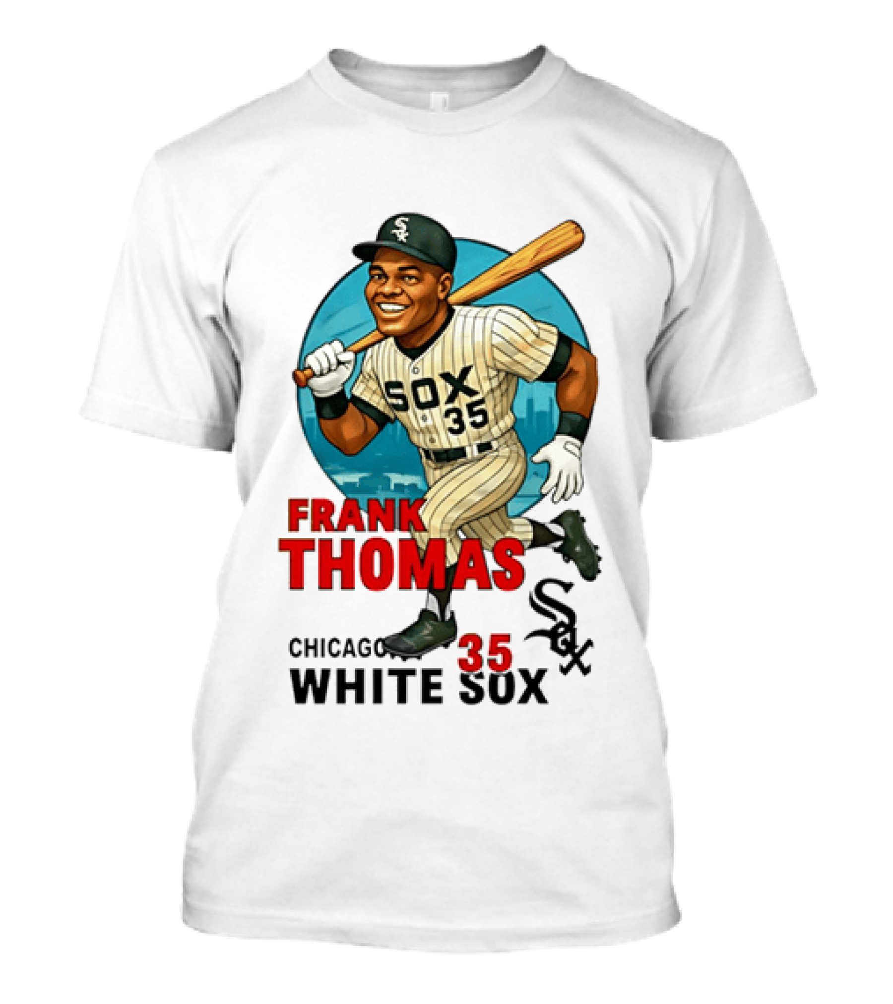 Frank Thomas Chicago White Sox 35 Caricature Sox Legend T-Shirt