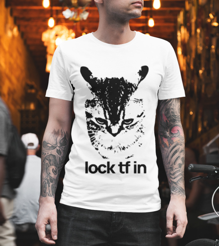 Lock TF In Cat Black Silhouette Image T-Shirt