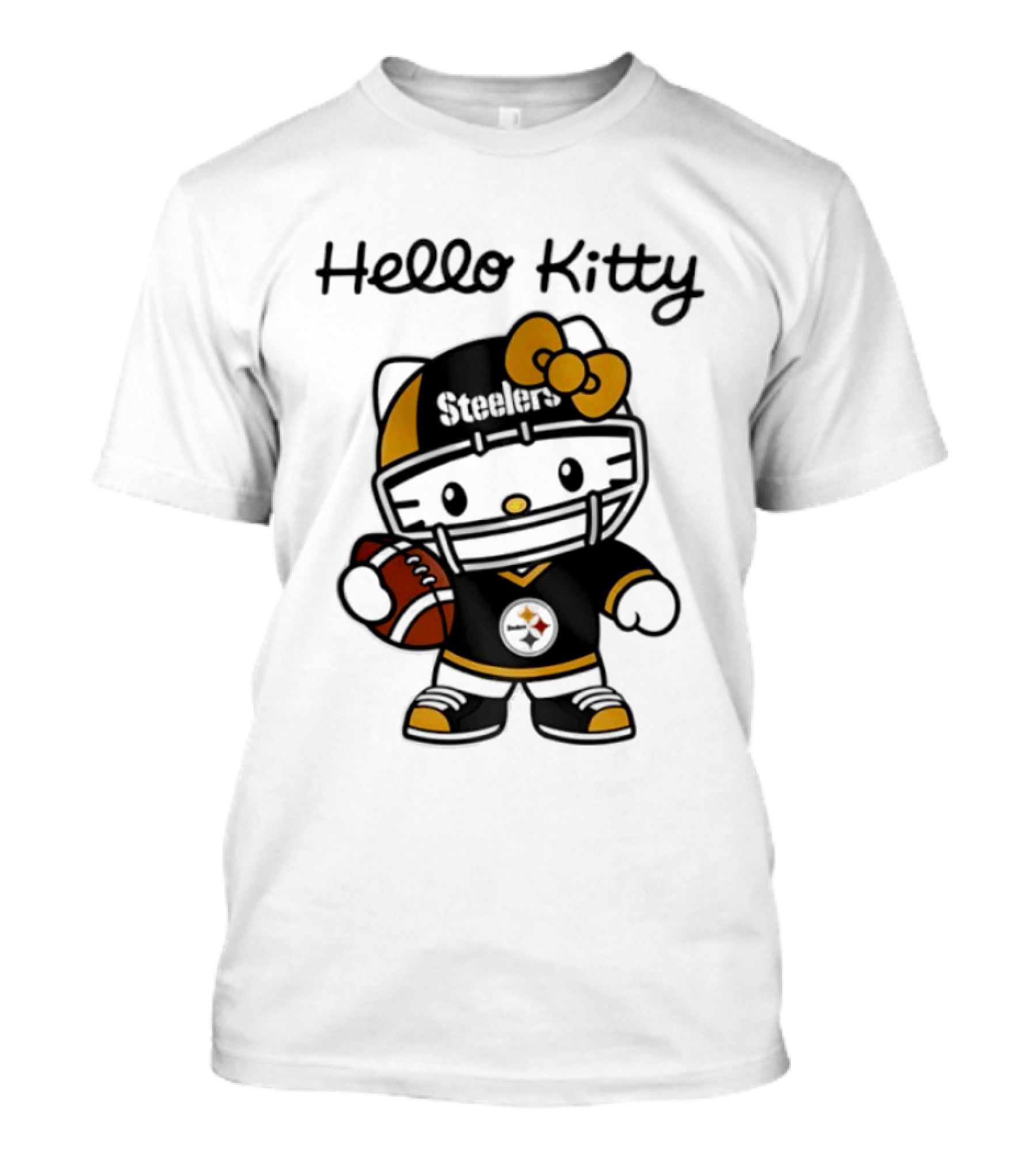 Hello Kitty Steelers Football Helmet Bow Fan T-Shirt