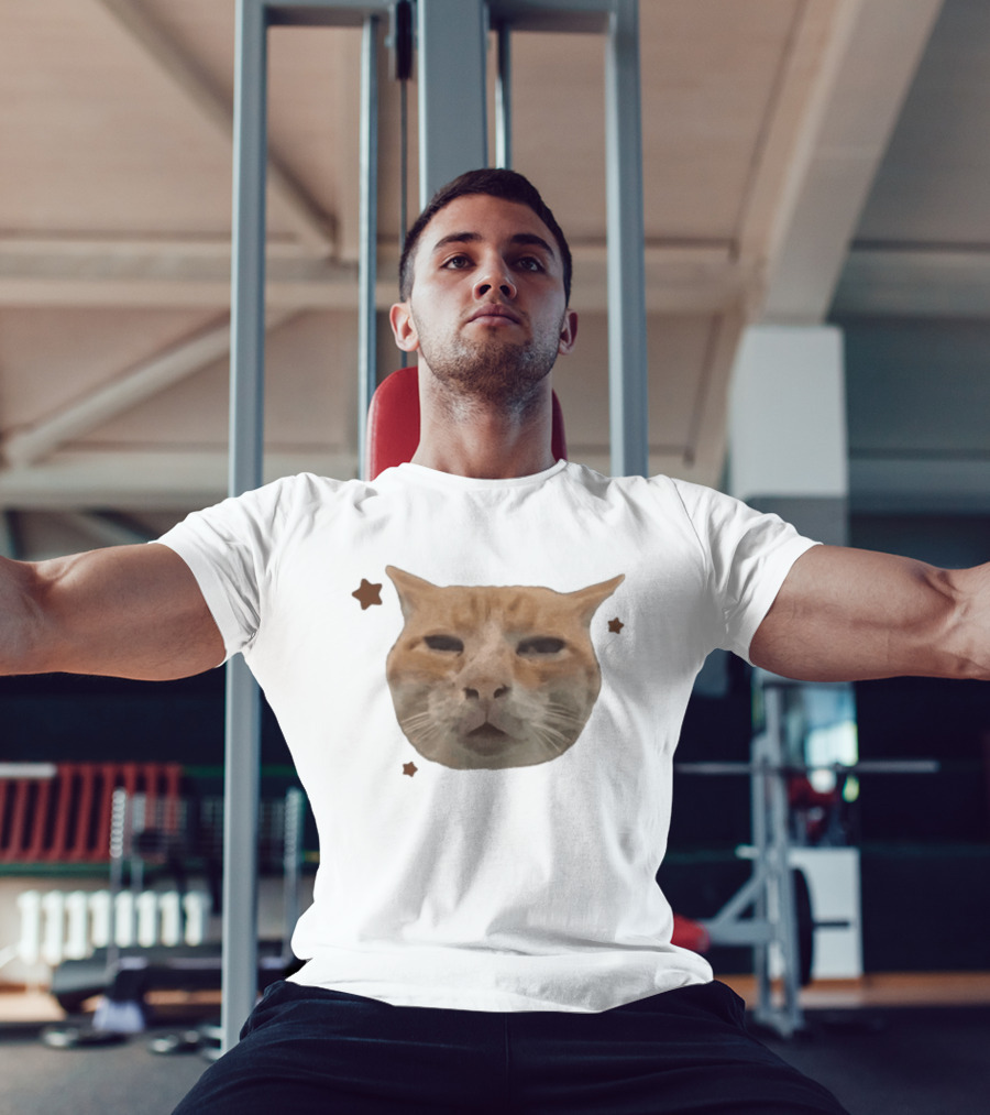 Huh Stoned Cat Meme Funny Feline Face Stars Comedy T-Shirt