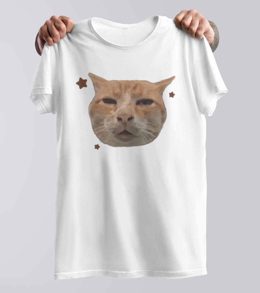 Huh Stoned Cat Meme Funny Feline Face Stars Comedy T-Shirt