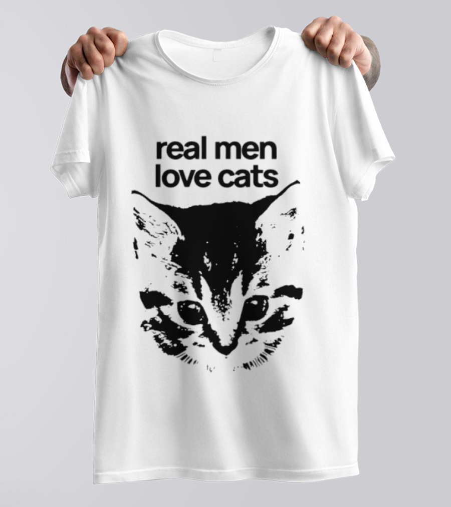 Real Men Love Cats Feline Face T-Shirt