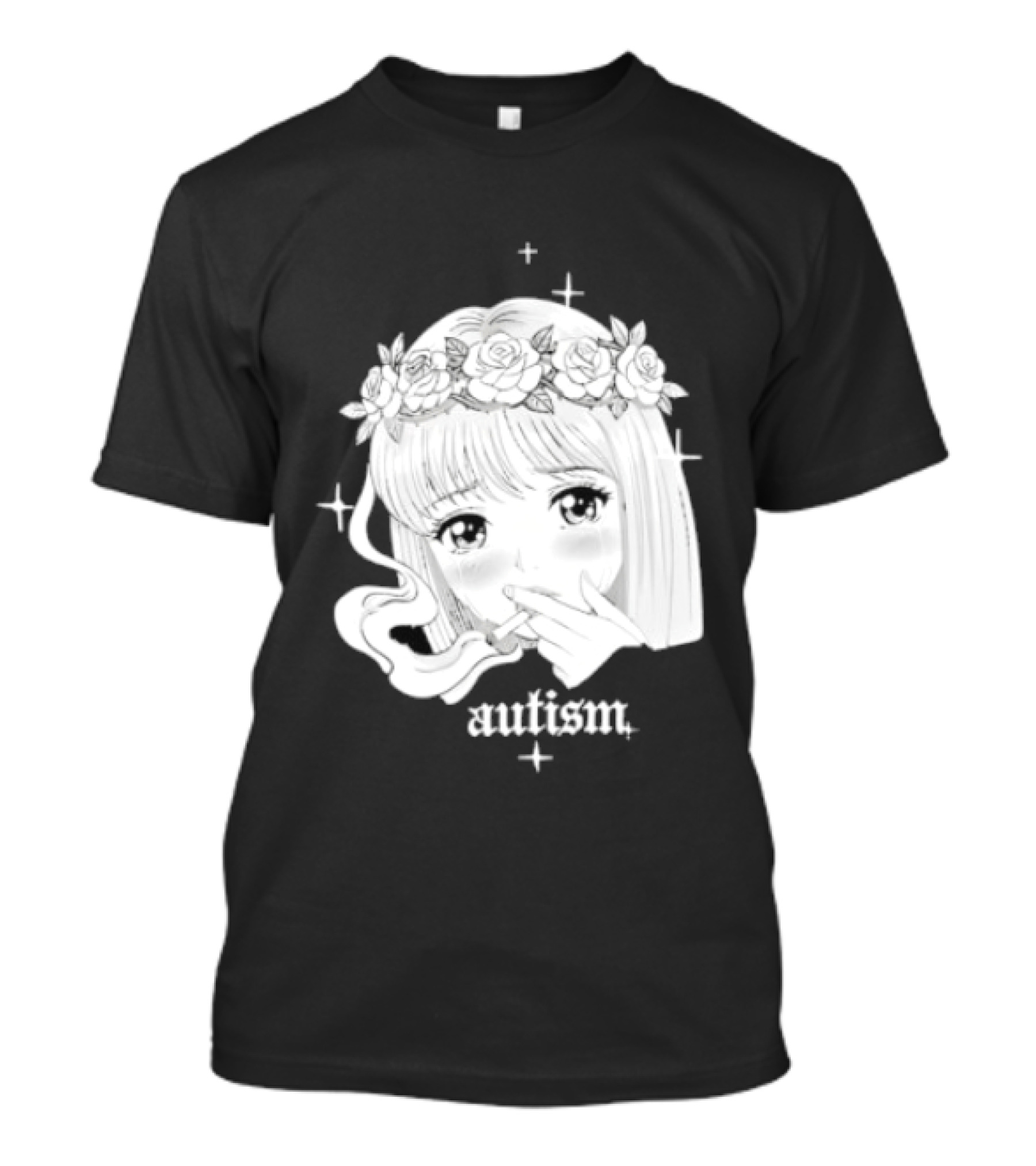 Autism Anime Girl Smoking Flower Crown Aesthetic T-Shirt
