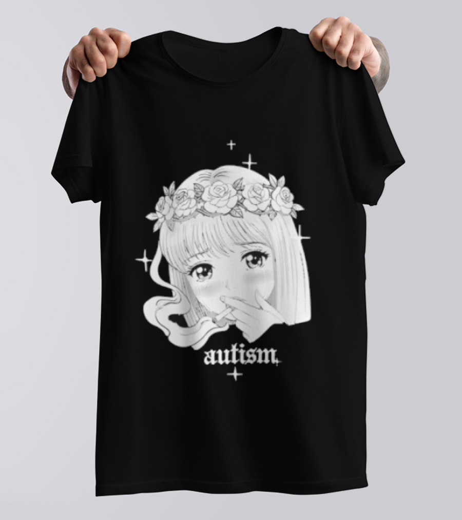 Autism Anime Girl Smoking Flower Crown Aesthetic T-Shirt